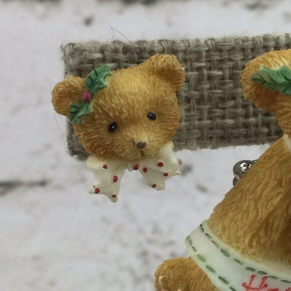 Teddy Bear‎ Earrings & Matching Brooch Holiday Cheer Resin
